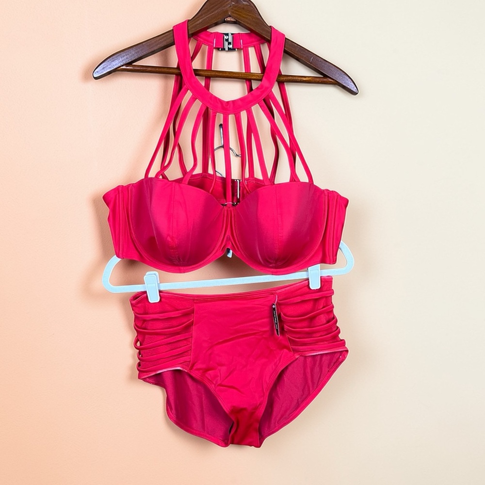 NWT Adore Me‎ Strappy Red Bikini Set 42DD/Large